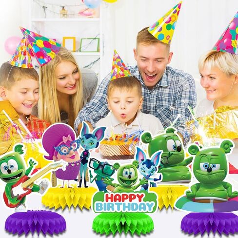 زينة الحفلات من Gummy Bear & Friends، 7 قطع من لوازم الحفلات من Gummy Bear & Friends قطع مركزية على شكل قرص العسل، دعامات ثلاثية الأبعاد للطاولة على الوجهين in Saudi Arabia