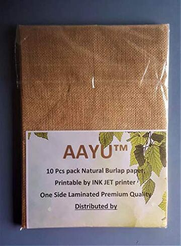 A4 Bulk Printable Jute Burlap Paper | Laminated, Plain, Made from Jute fibers | About 8.5 x 11.5 Inches | Pack of 10 + 1 Extra | Print Anything with Ink Jet Printer in Saudi Arabia