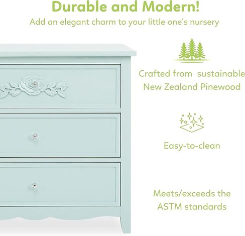 خزانة ملابس SweetPea Baby Rose/Tiana بثلاثة أدراج، باللون الأخضر البحري in Kuwait