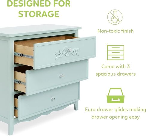 خزانة ملابس SweetPea Baby Rose/Tiana بثلاثة أدراج، باللون الأخضر البحري in Kuwait