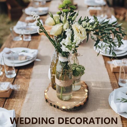 Pllieay 10 Piece 8-9 Inch Wood Slices, with 10 Fairy Lights, Wood Slices for Centerpieces, Wood Circles for Weddings, Table Centerpieces Decor and Other DIY Projects in Saudi Arabia