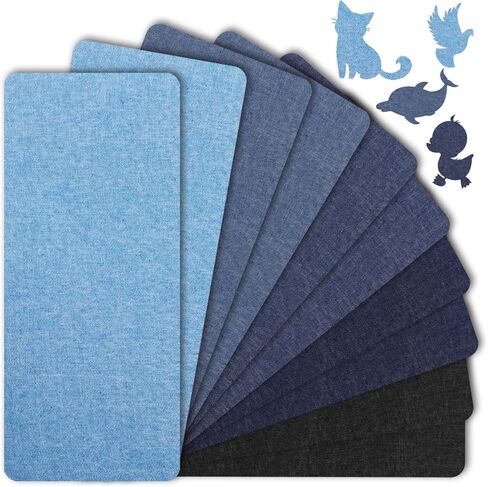 10 ورقات قماشية قابلة للكي على رقع الجينز من أجل بقع الجينز من الحديد على رقع الجينز من داخل الملابس طقم إصلاح وتزيين للسراويل والجيوب والركبتين والأريكة والكوع، 5 ألوان (11 × 4.92 بوصة) in Kuwait