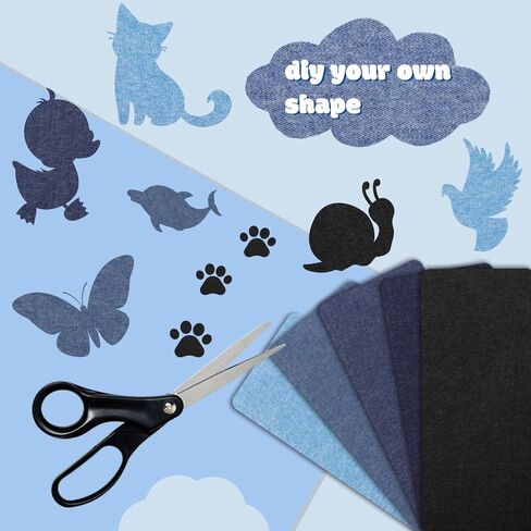 10 ورقات قماشية قابلة للكي على رقع الجينز من أجل بقع الجينز من الحديد على رقع الجينز من داخل الملابس طقم إصلاح وتزيين للسراويل والجيوب والركبتين والأريكة والكوع، 5 ألوان (11 × 4.92 بوصة) in Kuwait