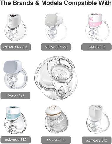Wearable Breast Pump Accessories, Replacement Pump Parts Flange 24mm, Duckbill Valve, Silicone Diaphragm, Milk Collector Cup Compatible with MOMMED S18 S21, 2 Sets in Kuwait