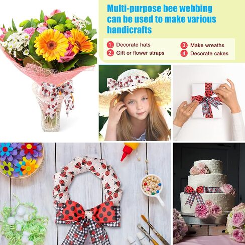 4 Rolls 2.5 Inch x 24 Yard Ladybugs Canvas Ribbons Lady Bug Wire Edged Wrapping Ribbon Red Polka Dot Wired Edge Ribbon Grosgrain Red Dot Craft Ribbon for Crafting Wrapping Party Decoration in Saudi Arabia