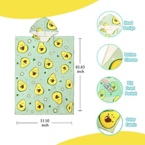 AIROTO Mommy-Sized Avocado Print Poncho Bath Towel- Ultra-Soft Microfiber Beach & Pool Cover-Up with Hood, Pocket, UPF 50+ Protection - Stylish & Quick-Dry in Saudi Arabia