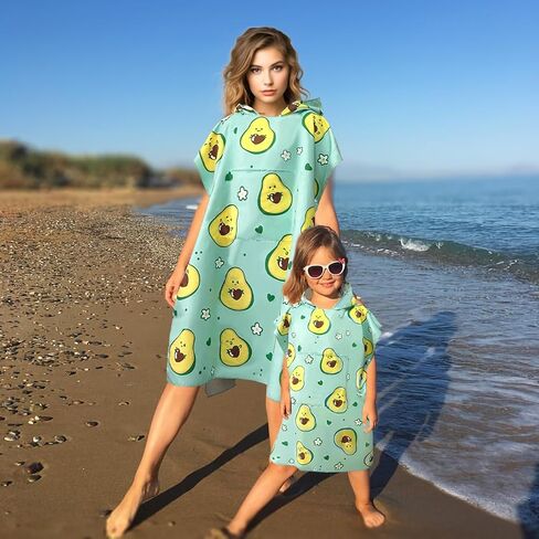 AIROTO Mommy-Sized Avocado Print Poncho Bath Towel- Ultra-Soft Microfiber Beach & Pool Cover-Up with Hood, Pocket, UPF 50+ Protection - Stylish & Quick-Dry in Saudi Arabia
