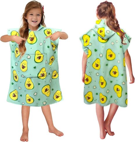 AIROTO Mommy-Sized Avocado Print Poncho Bath Towel- Ultra-Soft Microfiber Beach & Pool Cover-Up with Hood, Pocket, UPF 50+ Protection - Stylish & Quick-Dry in Saudi Arabia