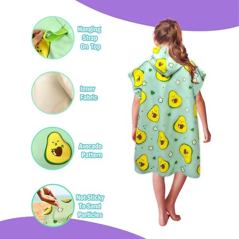 AIROTO Mommy-Sized Avocado Print Poncho Bath Towel- Ultra-Soft Microfiber Beach & Pool Cover-Up with Hood, Pocket, UPF 50+ Protection - Stylish & Quick-Dry in Saudi Arabia