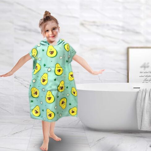AIROTO Mommy-Sized Avocado Print Poncho Bath Towel- Ultra-Soft Microfiber Beach & Pool Cover-Up with Hood, Pocket, UPF 50+ Protection - Stylish & Quick-Dry in Saudi Arabia