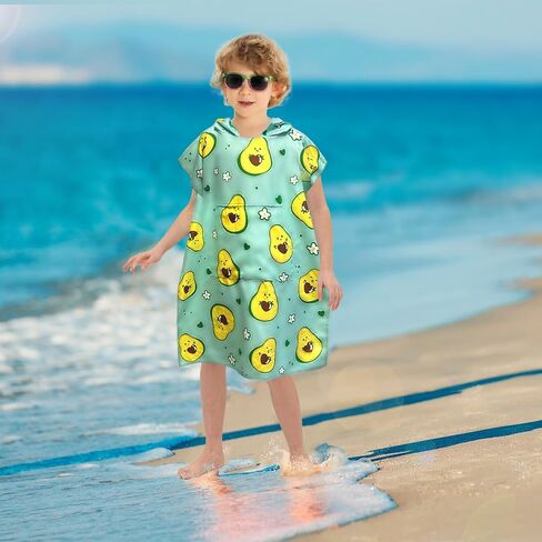 AIROTO Mommy-Sized Avocado Print Poncho Bath Towel- Ultra-Soft Microfiber Beach & Pool Cover-Up with Hood, Pocket, UPF 50+ Protection - Stylish & Quick-Dry in Saudi Arabia