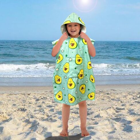 AIROTO Mommy-Sized Avocado Print Poncho Bath Towel- Ultra-Soft Microfiber Beach & Pool Cover-Up with Hood, Pocket, UPF 50+ Protection - Stylish & Quick-Dry in Saudi Arabia