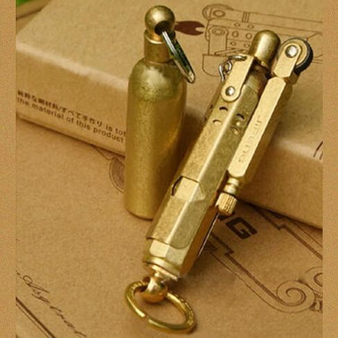 Handmade Trench Lighter WWI WWII Windproof Vintage Kerosene Pipe Lighter and Copper Brass Fuel Bottle, Gift for Men Dad Father Husband Grandparents in Kuwait
