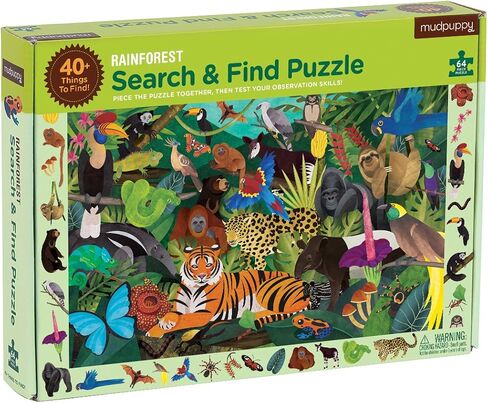 Mudpuppy African Safari — 64 Piece Search & Find Puzzle Jigsaw Puzzle Featuring Diverse Safari Animals and Over 40 Hidden Images to Find for Ages 4+ in Saudi Arabia