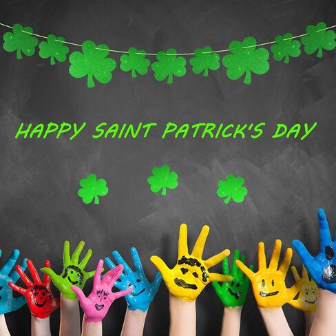 50 Pieces St. Patrick's Day Shamrocks Cutouts Glitter Irish Shamrock Cutouts Assorted Size Irish Clover Shape Paper Decoration with Point Dots for School Classroom Saint Patrick's Day Party Supplies in Saudi Arabia