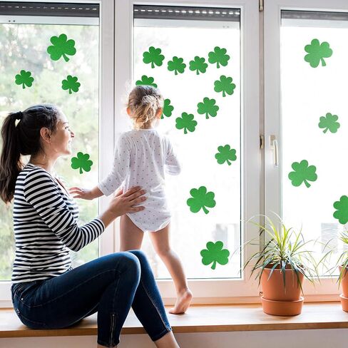 50 Pieces St. Patrick's Day Shamrocks Cutouts Glitter Irish Shamrock Cutouts Assorted Size Irish Clover Shape Paper Decoration with Point Dots for School Classroom Saint Patrick's Day Party Supplies in Saudi Arabia