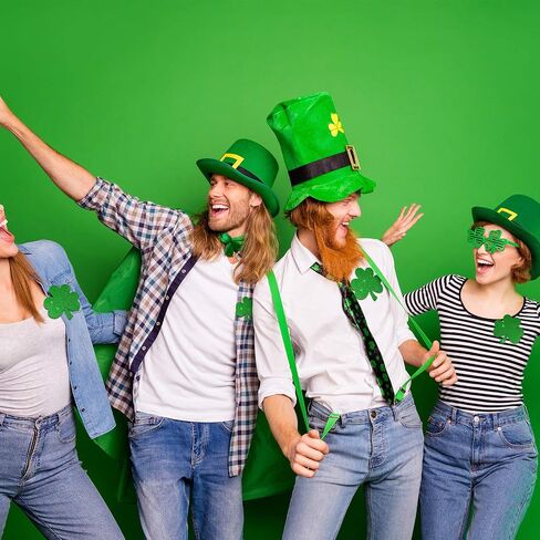 50 Pieces St. Patrick's Day Shamrocks Cutouts Glitter Irish Shamrock Cutouts Assorted Size Irish Clover Shape Paper Decoration with Point Dots for School Classroom Saint Patrick's Day Party Supplies in Saudi Arabia