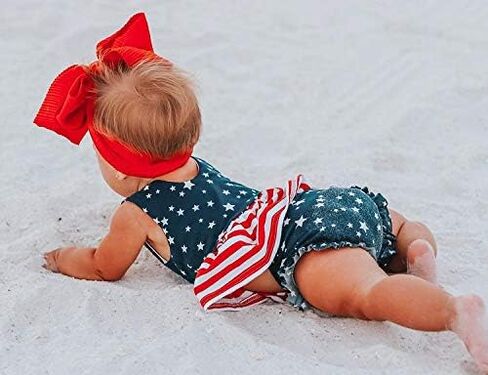WASAIGOOD Newborn Baby Girls 3Pcs 4th of July Outfits Sleeveless Tank Tops Ruffles Shorts Clothes with Headband in Saudi Arabia