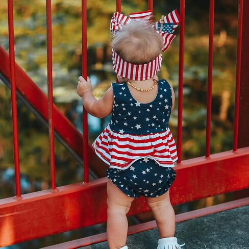 WASAIGOOD Newborn Baby Girls 3Pcs 4th of July Outfits Sleeveless Tank Tops Ruffles Shorts Clothes with Headband in Saudi Arabia