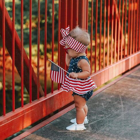 WASAIGOOD Newborn Baby Girls 3Pcs 4th of July Outfits Sleeveless Tank Tops Ruffles Shorts Clothes with Headband in Saudi Arabia