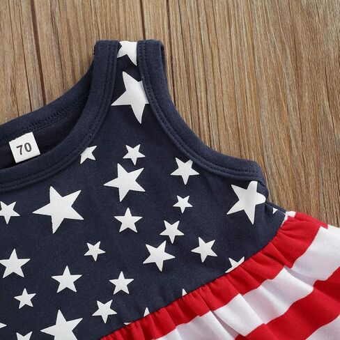 WASAIGOOD Newborn Baby Girls 3Pcs 4th of July Outfits Sleeveless Tank Tops Ruffles Shorts Clothes with Headband in Saudi Arabia