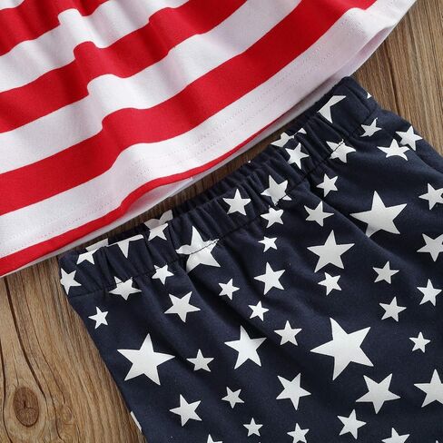 WASAIGOOD Newborn Baby Girls 3Pcs 4th of July Outfits Sleeveless Tank Tops Ruffles Shorts Clothes with Headband in Saudi Arabia