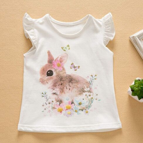 Xfglck طفل أطفال طفل الفتيات ملابس عيد الفصح الأرنب الأرنب طباعة كشكش كم قميص علوي + Bowknot تنورة ملابس الصيف مجموعة in Kuwait