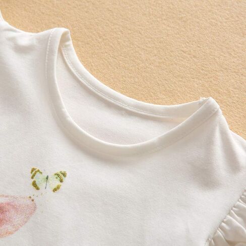 Xfglck طفل أطفال طفل الفتيات ملابس عيد الفصح الأرنب الأرنب طباعة كشكش كم قميص علوي + Bowknot تنورة ملابس الصيف مجموعة in Kuwait