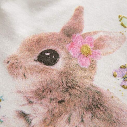 Xfglck طفل أطفال طفل الفتيات ملابس عيد الفصح الأرنب الأرنب طباعة كشكش كم قميص علوي + Bowknot تنورة ملابس الصيف مجموعة in Kuwait