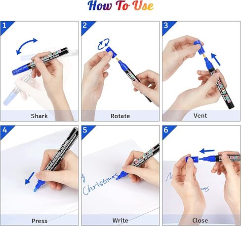 Paint Markers Pens, 12 Colors Oil-Based Waterproof Fancy Paint Markers, Quick Dry Permanent Push Markers Set for Tire, Rock, Wood, Fabric, Plastic, Canvas, Glass, Mugs, DIY Craft in Kuwait