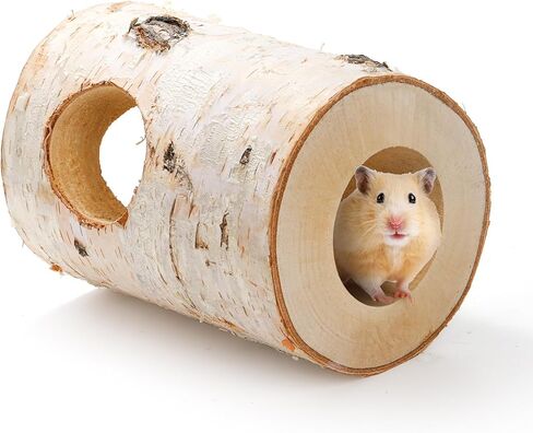 Natural Wood Hamster Hideout Tunnel, Mouse Tube Climbing Toy, Hollow Tree Trunk Decor, Reptile Shelter Sleeping Cave for Hermit Crabs, Lizard Terrarium in Saudi Arabia