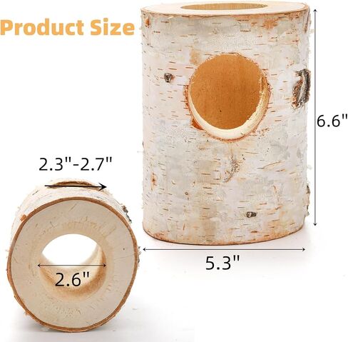 Natural Wood Hamster Hideout Tunnel, Mouse Tube Climbing Toy, Hollow Tree Trunk Decor, Reptile Shelter Sleeping Cave for Hermit Crabs, Lizard Terrarium in Saudi Arabia