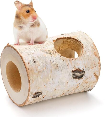 Natural Wood Hamster Hideout Tunnel, Mouse Tube Climbing Toy, Hollow Tree Trunk Decor, Reptile Shelter Sleeping Cave for Hermit Crabs, Lizard Terrarium in Saudi Arabia