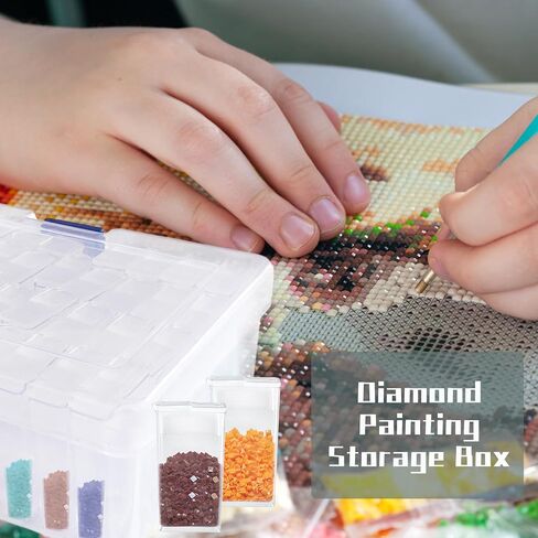 4 PCS 42 Grids Diamond Painting Storage Containers,Portable Bead Storage Organizer with Accessories Stickers,Diamond Painting Tool Box for Jewelry,Beads,Art DIY in Saudi Arabia