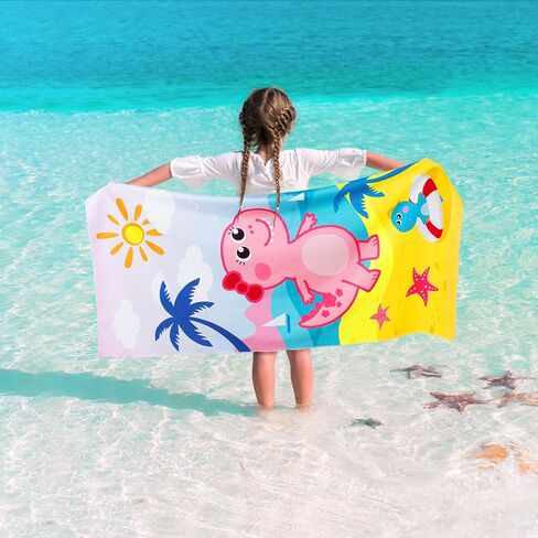 WERNNSAI Cute Dinosaur Beach Towel for Girls- 30" x 60" Bath Towel Pool Towel for Kids Quick Dry Sand Free Super Soft Kids Beach Towels Absorbent Lightweight Camping Towel for Swim Travel Sport in Saudi Arabia