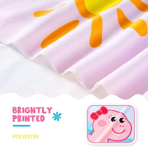 WERNNSAI Cute Dinosaur Beach Towel for Girls- 30" x 60" Bath Towel Pool Towel for Kids Quick Dry Sand Free Super Soft Kids Beach Towels Absorbent Lightweight Camping Towel for Swim Travel Sport in Saudi Arabia