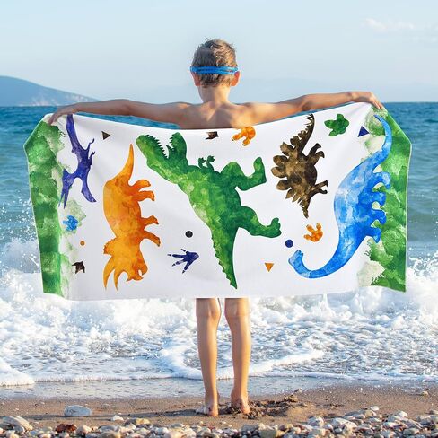 WERNNSAI Cute Dinosaur Beach Towel for Girls- 30" x 60" Bath Towel Pool Towel for Kids Quick Dry Sand Free Super Soft Kids Beach Towels Absorbent Lightweight Camping Towel for Swim Travel Sport in Saudi Arabia