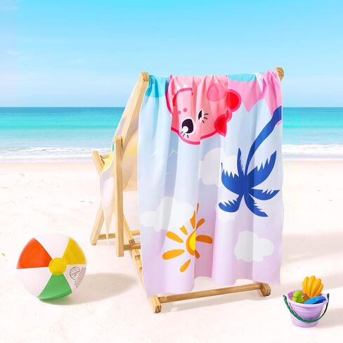 WERNNSAI Cute Dinosaur Beach Towel for Girls- 30" x 60" Bath Towel Pool Towel for Kids Quick Dry Sand Free Super Soft Kids Beach Towels Absorbent Lightweight Camping Towel for Swim Travel Sport in Saudi Arabia