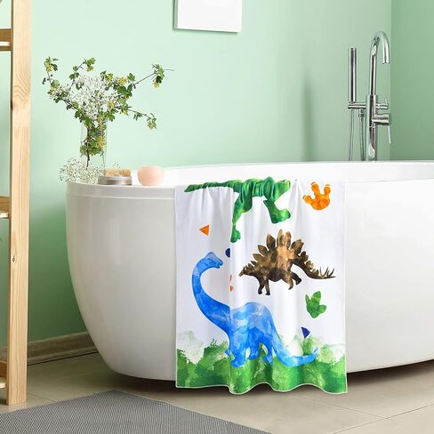 WERNNSAI Cute Dinosaur Beach Towel for Girls- 30" x 60" Bath Towel Pool Towel for Kids Quick Dry Sand Free Super Soft Kids Beach Towels Absorbent Lightweight Camping Towel for Swim Travel Sport in Saudi Arabia