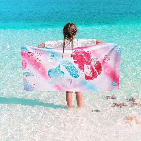 WERNNSAI Cute Dinosaur Beach Towel for Girls- 30" x 60" Bath Towel Pool Towel for Kids Quick Dry Sand Free Super Soft Kids Beach Towels Absorbent Lightweight Camping Towel for Swim Travel Sport in Saudi Arabia