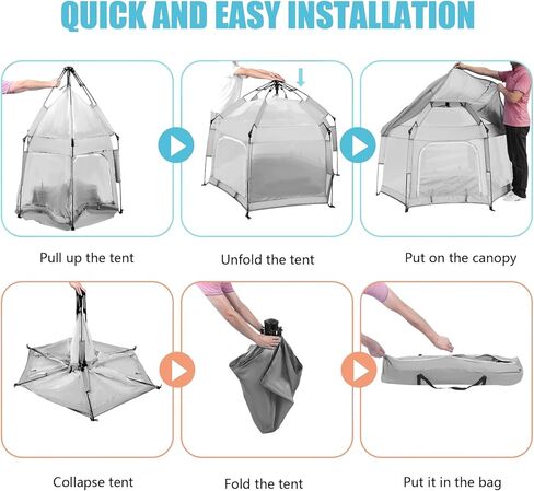 روضة أطفال مع مظلة، خيمة شاطئ محمولة للأطفال، ساحة لعب للأطفال الصغار في الداخل والخارج، شبكة ناموسية قابلة للطي للرضع - رمادي in Kuwait