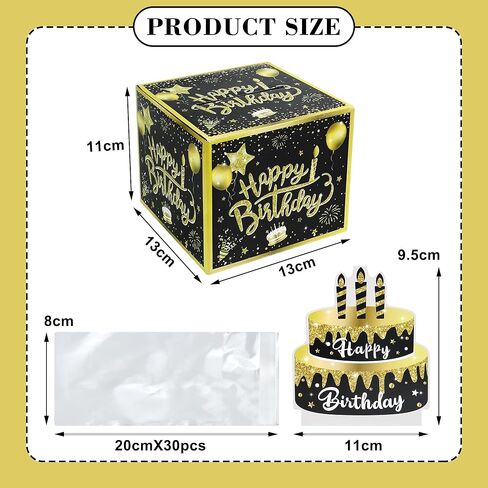 Nobgum Birthday Day Money Box for Cash Gift Pull, Surprise Money Box for Cash Gift，Black & Gold Money Holder for Friend Family Women Men Birthday Party in Kuwait