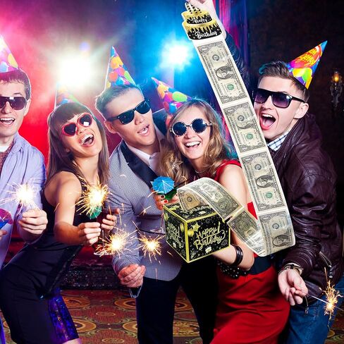 Nobgum Birthday Day Money Box for Cash Gift Pull, Surprise Money Box for Cash Gift，Black & Gold Money Holder for Friend Family Women Men Birthday Party in Kuwait