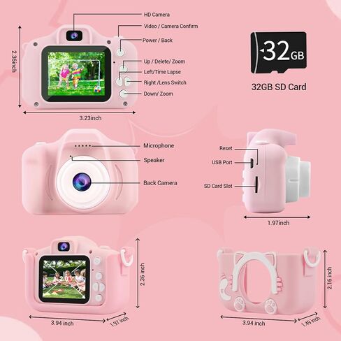 كاميرا رقمية للأطفال للفتيات والأولاد، كاميرا فيديو للأطفال الصغار 1080 بكسل HD 2.0 بوصة شاشة IPS مع بطاقة 32 جيجابايت، كاميرا للأطفال من عمر 3 إلى 12 عامًا هدايا عيد الميلاد لعمر 3 4 5 6 7 8 سنوات (أزرق) in Kuwait