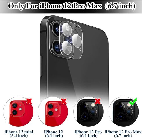 Beeyoka [عبوة من قطعتين] واقي عدسة الكاميرا متوافق مع iPhone 12 Pro Max، واقي شاشة زجاجي مقوى شفاف للكاميرا [عالية الوضوح] [مضاد للخدش] (6.7 بوصة) in Saudi Arabia