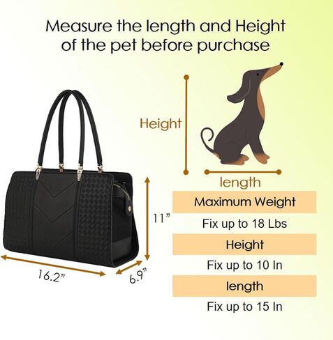 LOCLGPM Fashion Pet Carrier Dog Cat Carrier Purse، حقيبة يد جلدية ناعمة الجوانب حقيبة حمل للحيوانات الأليفة للكلاب الصغيرة والجرو والقطط معتمدة من شركة الطيران TSA (أسود) in Saudi Arabia