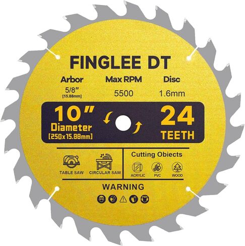 FINGLEE DT 12 بوصة 24T شفرة منشار دائري مع 5/8 بوصة، شفرة منشار قطع فولاذية شفرة منشار النجارة لقطع الخشب المختلفة (قطعة واحدة 12 بوصة) in Saudi Arabia