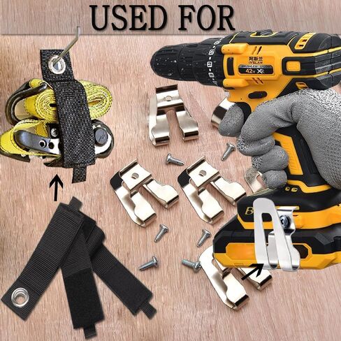 8 قطع من خطافات مشبك الحزام البديلة من Musibo، أداة خطاف مشبك حزام من الفولاذ المقاوم للصدأ، مع 16 قطعة براغي و2 قطعة من أشرطة تخزين منظم، لأدوات حفر المطرقة وأجزاء أدوات الطاقة. in Kuwait