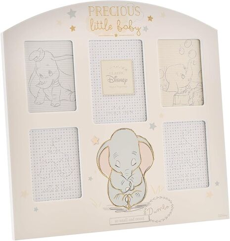 إطار صور مجمعة من Happy Homewares Magical Beginnings Dumbo Precious Little Baby Arch - مثالي لحفلات استقبال المولود الجديد أو حفلات استقبال المولود الجديد - مرخص رسميًا in Kuwait