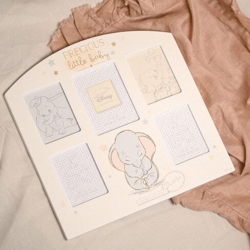 إطار صور مجمعة من Happy Homewares Magical Beginnings Dumbo Precious Little Baby Arch - مثالي لحفلات استقبال المولود الجديد أو حفلات استقبال المولود الجديد - مرخص رسميًا in Kuwait